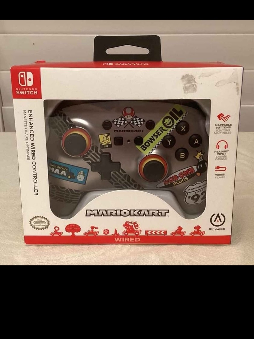 Nintendo Mario Kart Wired Controller - Gray with Yellow & Red Accents